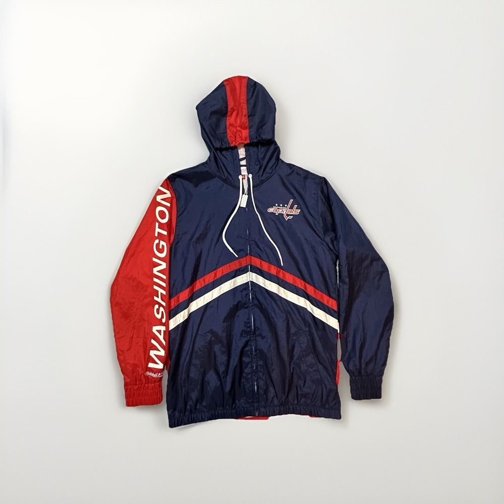 Mitchell & Ness Washington Capitals NHL Windbreaker Jacket Men's M Hooded Retro